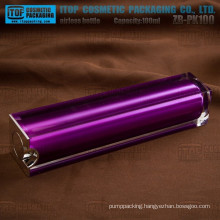 ZB-PK100 100ml glossy finish hot-selling double layers empty square 100ml luxury airless bottle